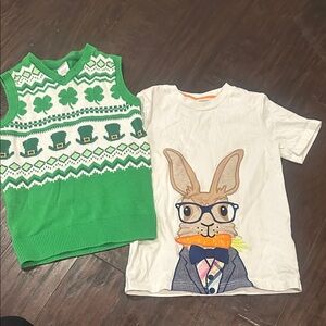 Gymboree St. Patrick's Day sweater vest & Easter bunny t-shirt size 6 worn once!